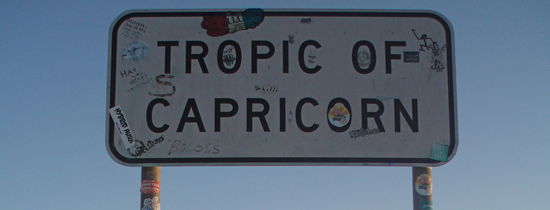 Auf der Fahrt passieren wir den südlichen Wendekreis!