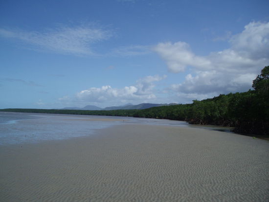 Zurück geht es durch das ansteigende Wasser
