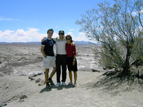 Wir 3, auf unserer Tour durch den Nationalpark Ischigualasto