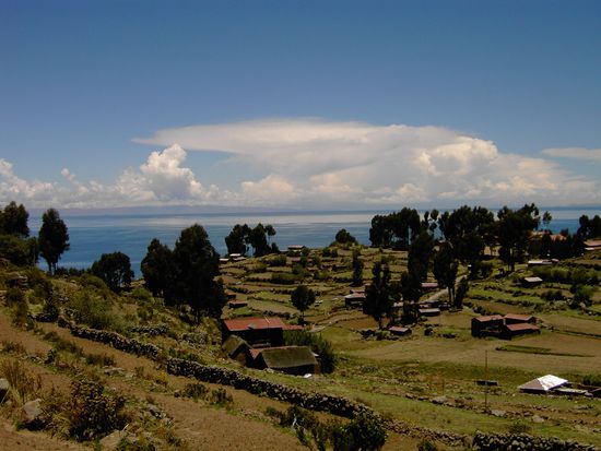 Die Sicht von der Insel Taquile. Sieht in Wirklichkeit noch viel besser aus, als auf dem Foto..