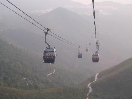 Die längste Seilbahn Südostasiens - über 5 km - auch hier geht leider viel von dem Panorama durch den haze verloren