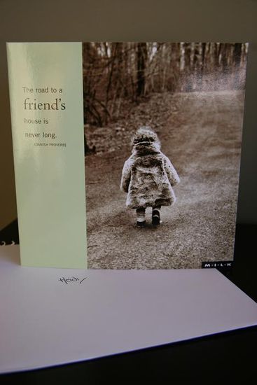 Willkommenskarte von Emily - The road to a friend's house is never long