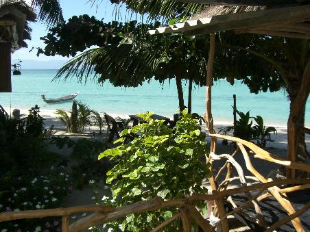 Die herrliche Aussicht von unserem Doppelbungalow auf Kho Phangan