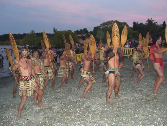 Vorm Start beim Ironman! Die Maoris haben die Zuschauer mit einem ihrer Taenze eingestimmt!