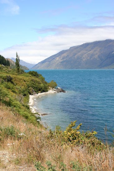 Hier sind wir auf der Weiterfahrt von Queenstown am Lake Wakatipu Richtung Te Anau