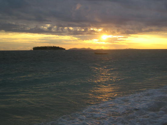 Sonnenuntergang bei Ankunft auf Treasure