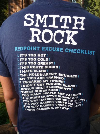 Und für unsere lieben Kletteräffchen zu Hause: Wenn der Durchstieg mal wieder nicht gelingt, einfach Ausrede aus der  Liste aussuchen...