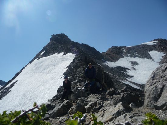 Und Fruehstueck auf dem hoehsten Punkt der Wanderung - Glen Pass