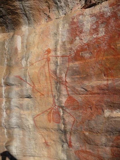 Felsüberhänge wurden von den Urweinwohnern nicht beklettert sondern bemalt. Eigenartig 