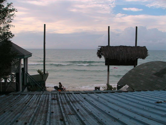 Blick von meinem Balkon übers Vordach, auf dem sich immer gern ein paar Katzen sonnen