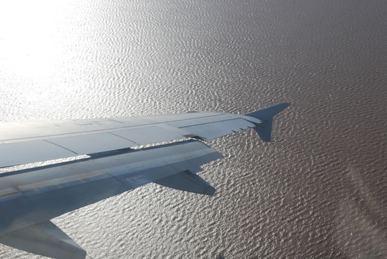 Start über dem Rio de la Plata