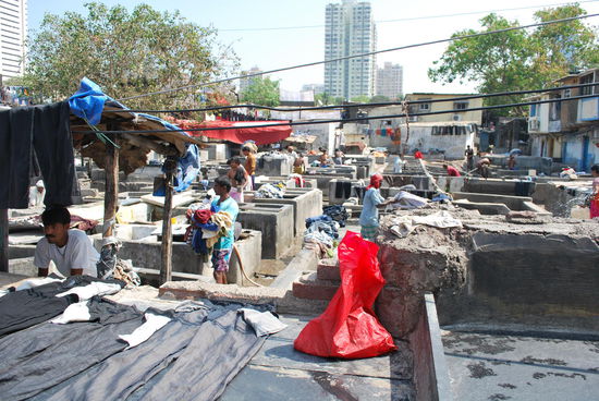 Dhobi Ghat - eine der open-air-Großwäschereien Mumbais