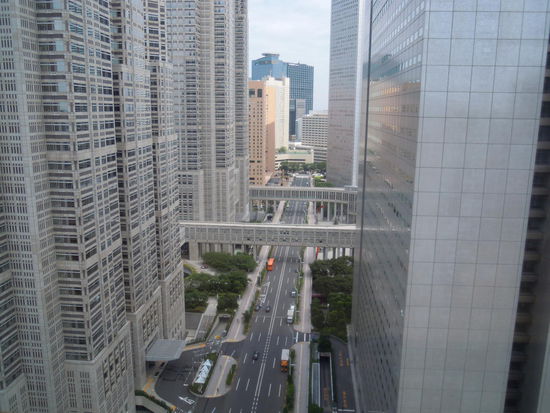 mit Ausblick auf die beiden Rathaustürme Tokios (links)