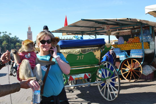 ich lasse mich breitschlagen für ein Affenfoto, bezahle meinen Obolus und hoffe zumindest für diese beiden Affen, dass sie etwas zu essen bekommen dafür