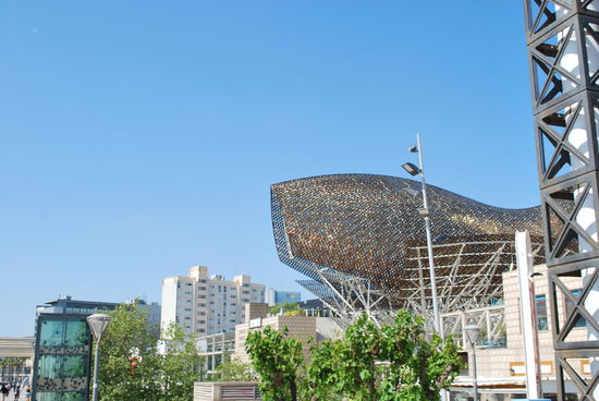 Im Strandviertel Barceloneta befindet sich diese Goldfisch-Skulptur des Architekten Frank O. Gehry. Sie glitzert sehr schön im Sonnenlicht.