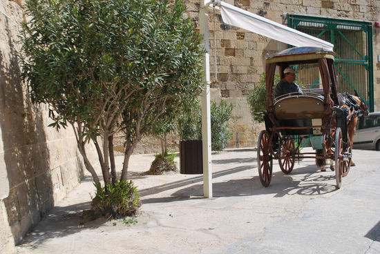 Pferdekutschen für Touri-Rundfahrten gibt es noch recht viele im meist autofreien Gassen-Planquadrat von Valletta. Verlaufen kann man sich hier eigentlich nicht, weil die Stadt schachbrett-artig angelegt ist.