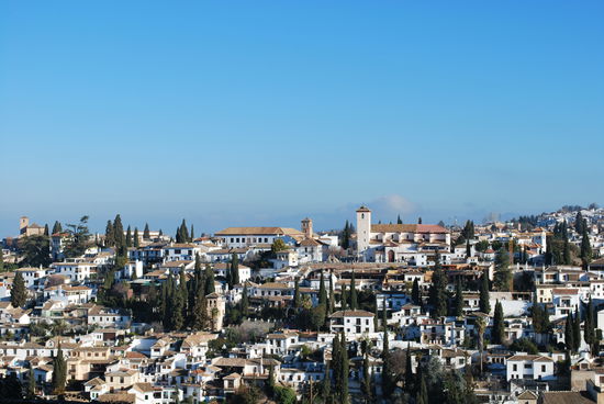 Das Postkartenmotiv und auch Fototapete in meinem Hotelzimmer - das Stadtviertel Albaicin