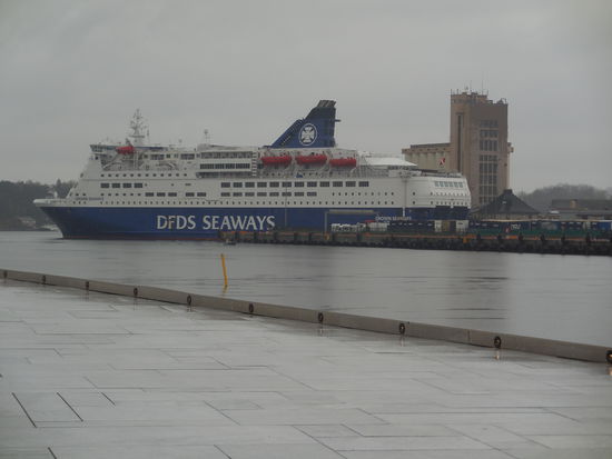 Die DFDS-Fähren kommen aus Kopenhagen hier an...
