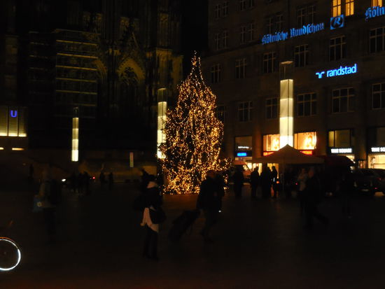 ich habe noch nie so einen unprofessionell geschmückten Weihnachtsbaum in einer Großstadt gesehen - haben die die Lichterketten einfach drauf geworfen ?
