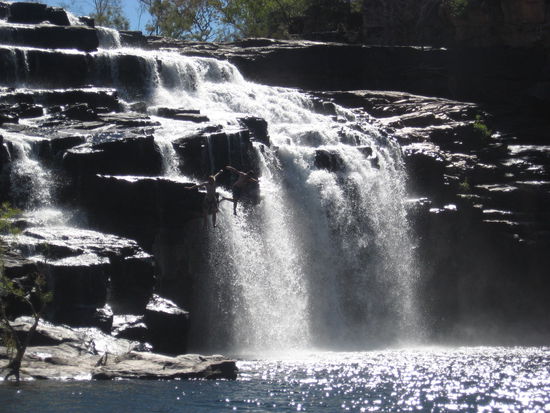 Jumping from the waterfalls - Manning Gorge