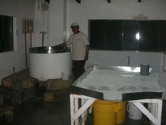 Unser Guide erklaerte uns wie man Kaese macht...