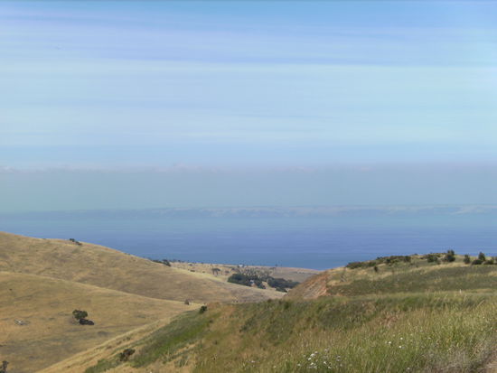 Unser einziger Blick auf Kangaroo Island (im Dunst) 