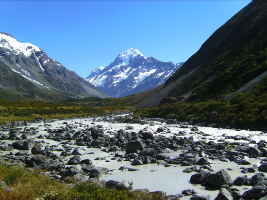 Mount Cook aus der Naehe bei unserer langen Wanderung