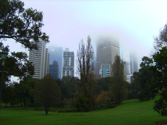 Melbourne bei Frühnebel