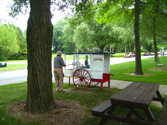 Popcornproduktion auf die alte Art in Stratford