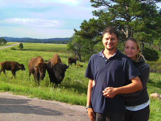 Sieht man die Angst in Sabinas Augen? Zu lange sollte man diesen mächtigen Tieren allerdings wirklich nicht den Rücken zudrehen...man weiß ja nie was passieren könnte... 