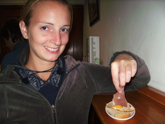 Unter anderem gab es Schinken auf Wachtelei 