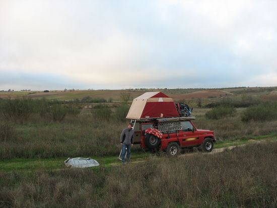 Volkmar an einem Durchgangscampingplaetzchen in Spanien
