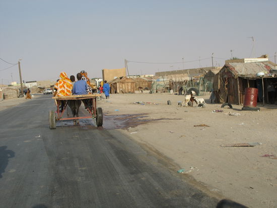 Mit einer Eselstärke durch die Vorstadt.