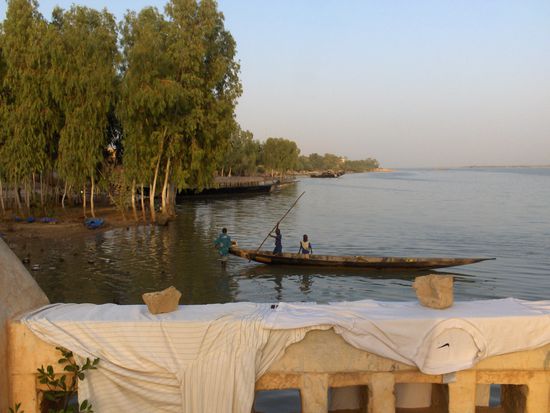 Auf der Terrasse im Hotel von Ali Farka Touré in Niafounke.
