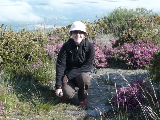 Die Sonne scheint und Dani fuehlt sich wie im Heimatfilm  Die Heide blueht.