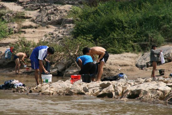 Waschtag am Mekong