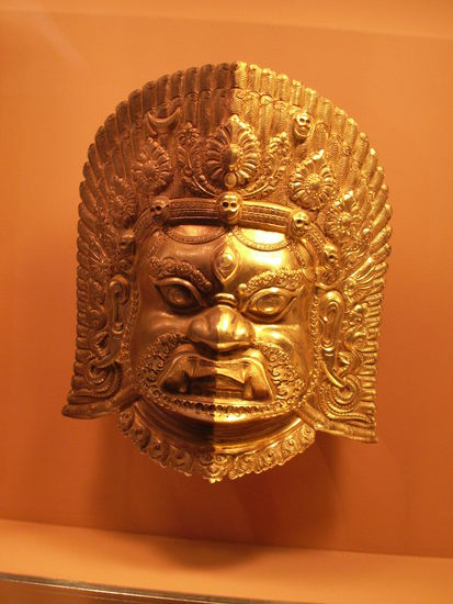 Eine Kupfer-vergoldungsarbeit im Patan-Museum