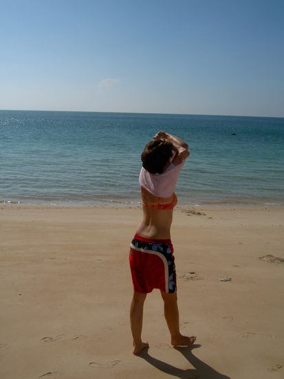 puhh, endlich am Mira Bay - nur schnell die Klamotten los werden