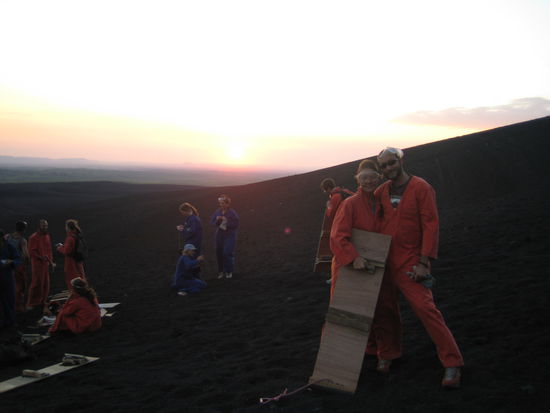 Nach der perfekten Abfahrt der perfekte Sonnenuntergang.