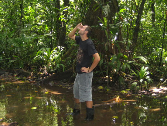Was David wohlt sieht? Wir haben am naechsten Tag den Park noch auf dem Landweg erkundigt und da es ueber Nacht ziemlich stark geregnet hatte war es zwingend notwendig, Gummistiefel zu tragen.
