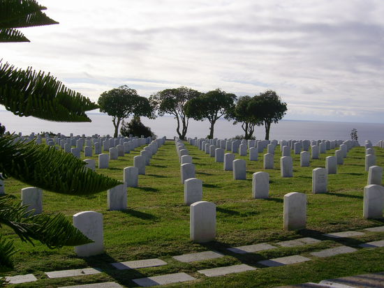 Friedhof auf Point Loma zum Pazifik geneigt