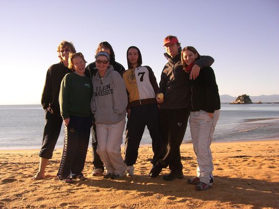 tagesausflug zum Abel Tasman Nationalpark mit Bob, Colleen, Tyler, markus,Daniel, Rob und franzi (v.l.)