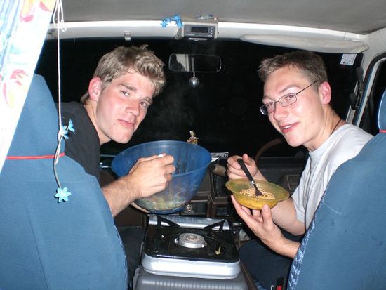 abends wurde gekocht...mhh, spaghetti!
