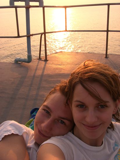 auf dem Sonnendeck nach dem Tauchen