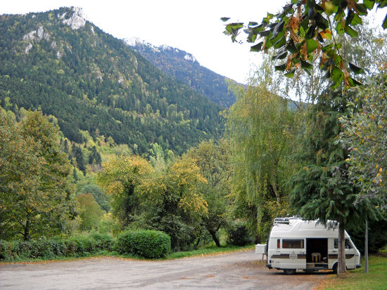 Übernachtungsplatz am Fuß der Festung Montségur