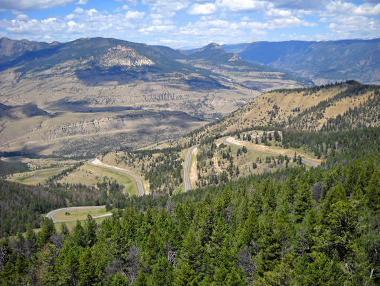 Blick vom Chief Joseph Highway in die Landschaft.