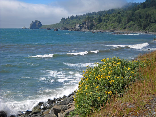 Dunkle Wolken über der Oregon-Küste.