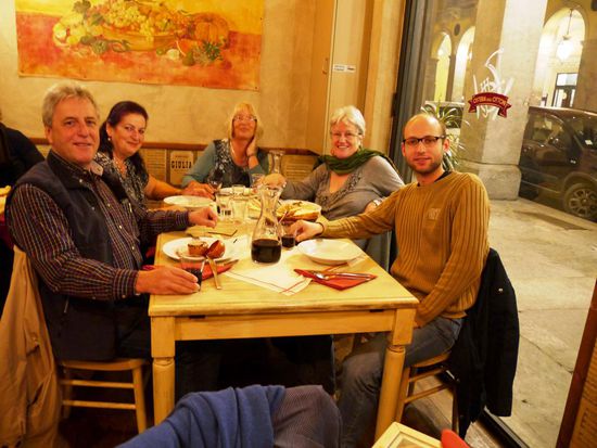 Letzter Abend in Turin, Alex, Uschi, Anneken, Laura und Mario. Wir hatten schöne Tage zusammen