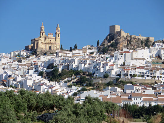 Blick auf Olvera - Kirche und Castillo