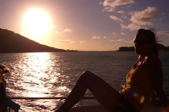 just relaxed, sunset on the boat